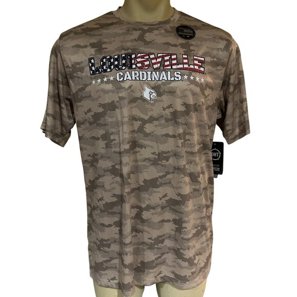 Louisville Cardinals Colosseum OHT Tan Camo SS Crew Neck Tee Shirt Mens L New - Picture 1 of 8
